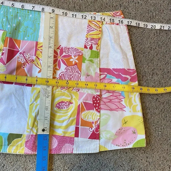 VTG Lilly Pulitzer Reversible Wrap Mini Skirt Floral Butterfly Limes Multi Sz 8 - Picture 3 of 9